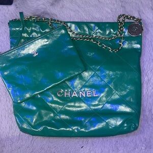 Chanel Glossy Green Quilted Shoulder Bag